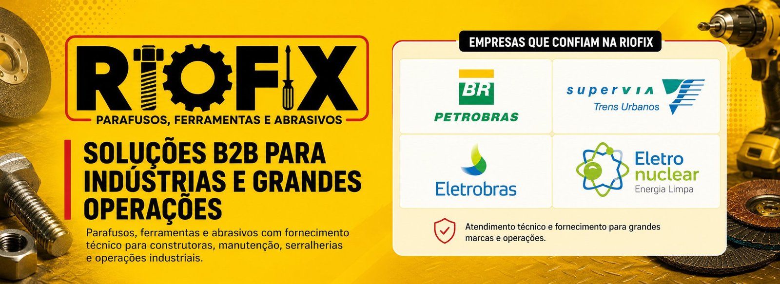 Empresas que confiam na Riofix — Petrobras, Supervia, Eletrobras, Eletronuclear